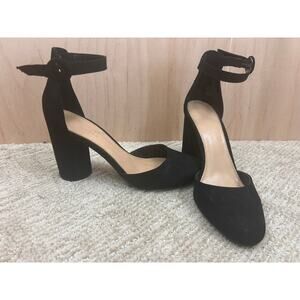 Lauren Conrad Black Ankle Strap Block Heel Pumps Women’s 9